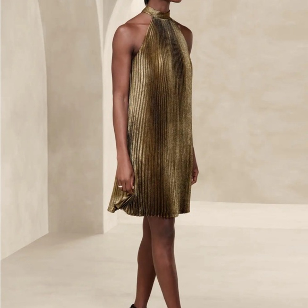 Banana Republic Gold metallic  mini dress